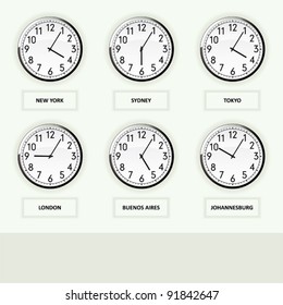 Clocks of important capitals of the world.