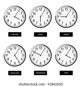 Clocks of important capitals of the world.