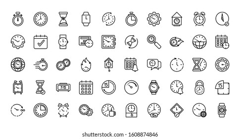 Clocks instruments icon set design, Time tool watch second deadline measure countdown and object theme Vector illustration