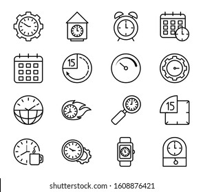 Clocks instruments icon set design, Time tool watch second deadline measure countdown and object theme Vector illustration