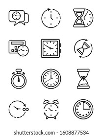Clocks instruments icon set design, Time tool watch second deadline measure countdown and object theme Vector illustration