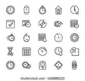 Clocks instruments icon set design, Time tool watch second deadline measure countdown and object theme Vector illustration