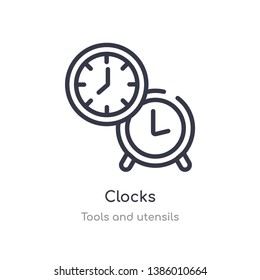 clocks outline icon. isolated line vector illustration from tools and utensils collection. editable thin stroke clocks icon on white background