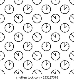 Clocks Pattern With Black On White Background