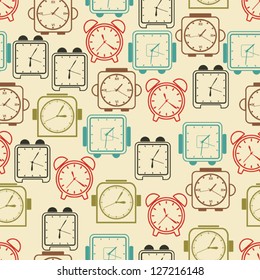 Clocks seamless vector pattern.