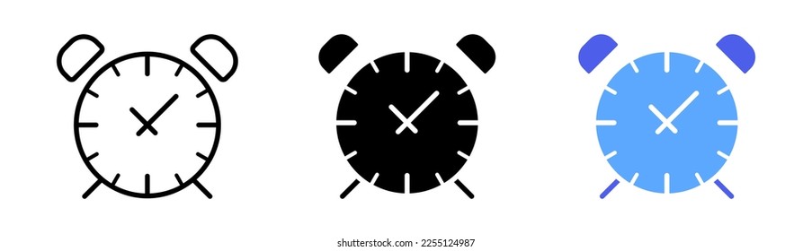 Clocks set icon. Wall, watch, keep track, schedule, planning, timer, alarm, measurement, measure, timetable, stopwatch. Vector icon in line, black and colorful style on white background