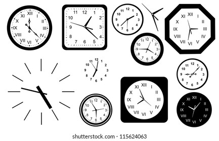 Clocks Set Isolated On White Stock Vector (Royalty Free) 115624063 ...