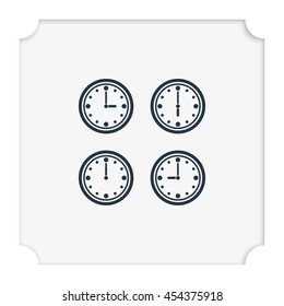 Clocks showing different time.