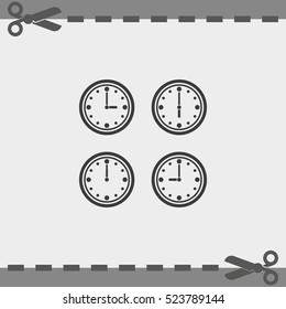 Clocks showing different time.