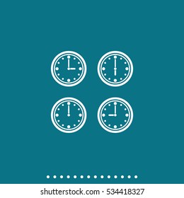 Clocks showing different time.
