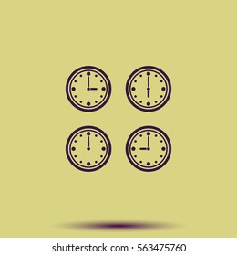 Clocks showing different time.