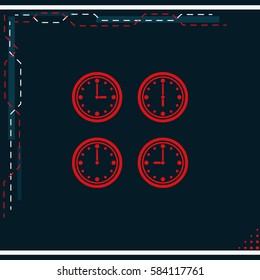 Clocks showing different time.