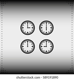 Clocks showing different time.