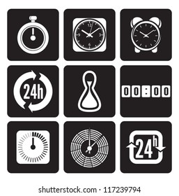 Clocks, time icons set