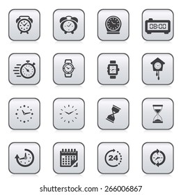 Clocks, time icons set