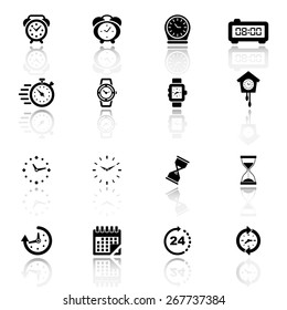 Clocks, time icons set