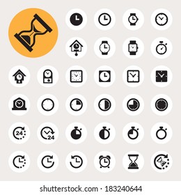 Clocks and time icons set. Illustration eps10