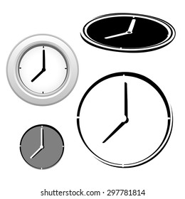 Clocks and time icons set.Isolated clocks vector.Time clock icons set.