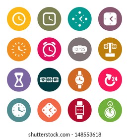 Clocks and time theme icons set