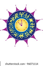 Clocks with twelve zodiac signs