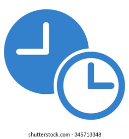 Clocks vector icon. Style is flat symbol, cobalt color, rounded angles, white background.