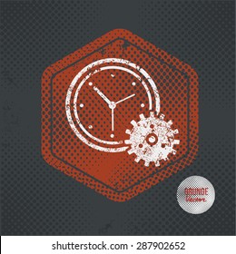 Clock,stamp design on old dark background,grunge concept,vector