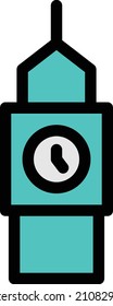 Clocktower Vector Color Line Icon