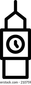 Clocktower Vector Thin Line Icon