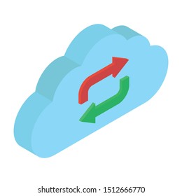 
Clockwise arrow on cloud, cloud syncing icon design 
