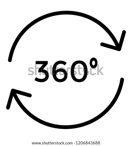 Clockwise arrows having 360 figure inside, 360 angle 