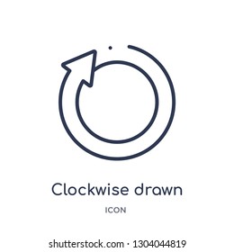 clockwise drawn arrow icon from user interface outline collection. Thin line clockwise drawn arrow icon isolated on white background.