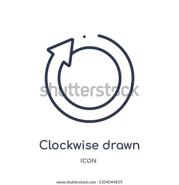 clockwise drawn arrow icon from user\
interface outline collection. Thin line clockwise drawn arrow icon\
isolated on white\
background.