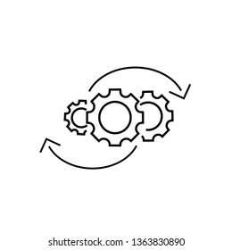 Clockwise gears vector icon on white background, support service icon, settings, options