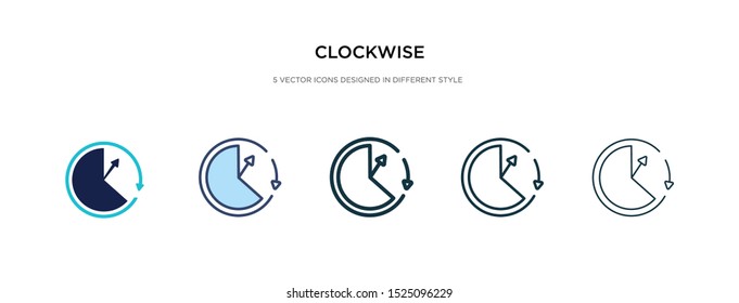 clockwise icon in different style vector illustration. two colored and black clockwise vector icons designed in filled, outline, line and stroke style can be used for web, mobile, ui