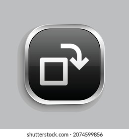 diseño de icono de línea en sentido horario. Estilo botón brillante rectángulo redondeado aislado en fondo gris. Ilustración del vector