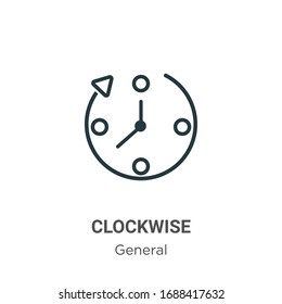 Clockwise outline vector icon. Thin line black clockwise icon, flat vector simple element illustration from editable general concept isolated stroke on white background