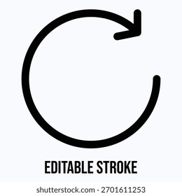Ícone De Vetor Linear Isolado Do Símbolo De Rotação De Atualização No Sentido Horário, Traço Editável.