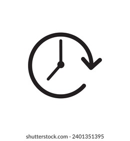 clockwise rotation icon arrow and time flat trendy style illustrationn on white background..eps
