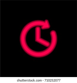 Clockwise rotation red glowing neon ui ux icon. Glowing sign logo vector