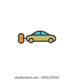 clockwork car icon. sign for mobile concept and web design. Outline vector icon. Symbol, logo illustration. Vector graphics