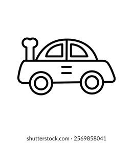Clockwork car toy icon Black and white outline vector