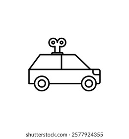 Clockwork car toy icon Flat illustration sign