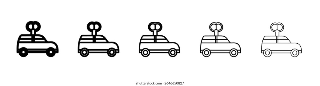 Clockwork car toy icon flat simple outline logo