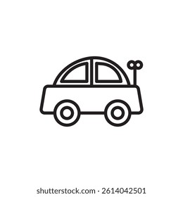 Clockwork car toy icon line art vector