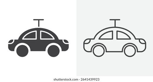 Clockwork car toy icon Line graphics illustration