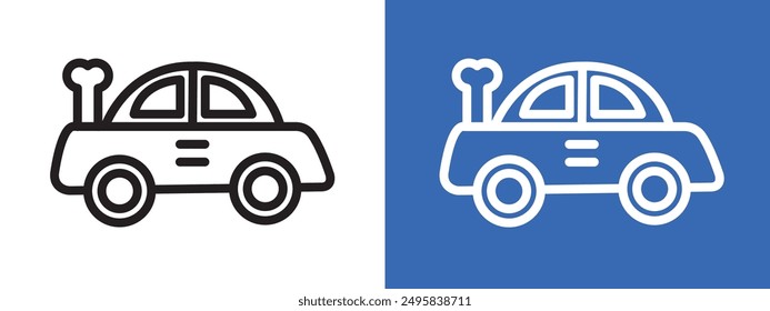 Clockwork car toy logo sign set vector outline