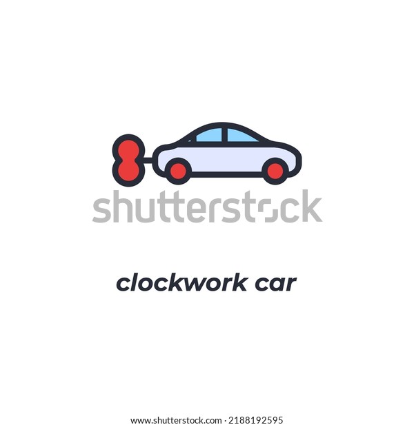 Clockwork Car Vector Icon Colorful Flat Stock Vector (Royalty Free ...