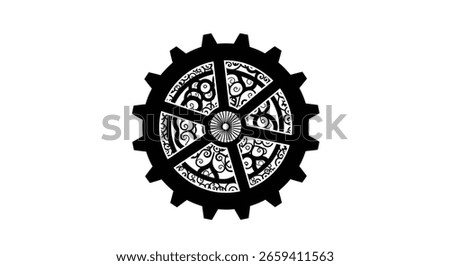 Clockwork Gear with Ornate Patterns - Vector Mechanical Icon