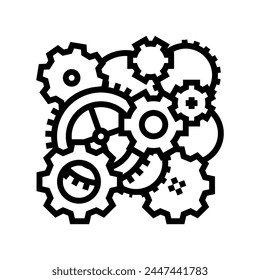 clockwork mechanism steampunk vintage line icon vector. clockwork mechanism steampunk vintage sign. isolated contour symbol black illustration