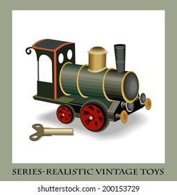 Clockwork metal train, series-Realistic vintage toys